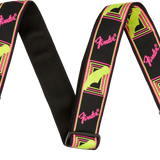 Fender Neon Monogrammed Strap, Pink and Yellow, 2"